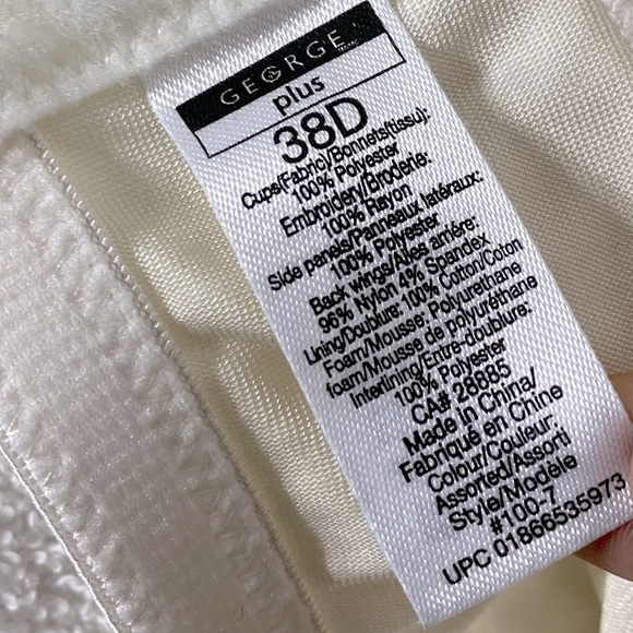 5/$25 George Plus Cream Embroidered Bra 38D - Picture 8 of 10